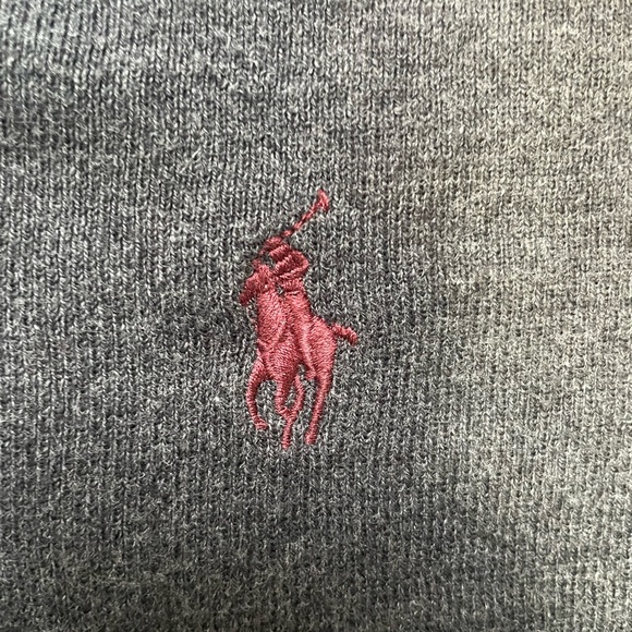 Grey Pima Cotton Ralph Lauren V Neck Sweater (L) - Picture 6 of 8